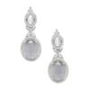 Silver-Plated American Diamond studded Oval Shaped Drop Earrings Jewellery For Girls and Women