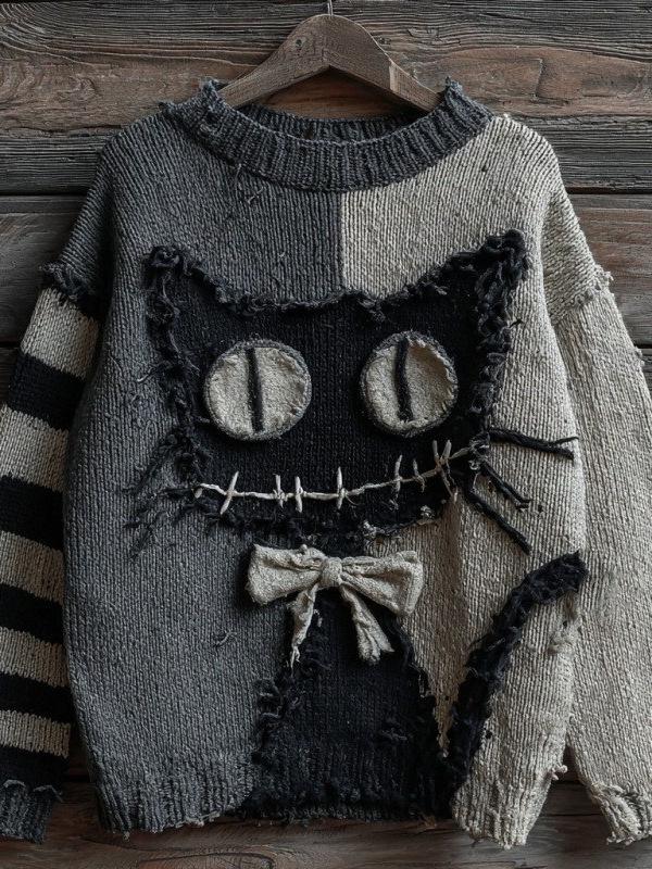 2025 Unisex 3D Print Thick Knit Striped Sweatshirt