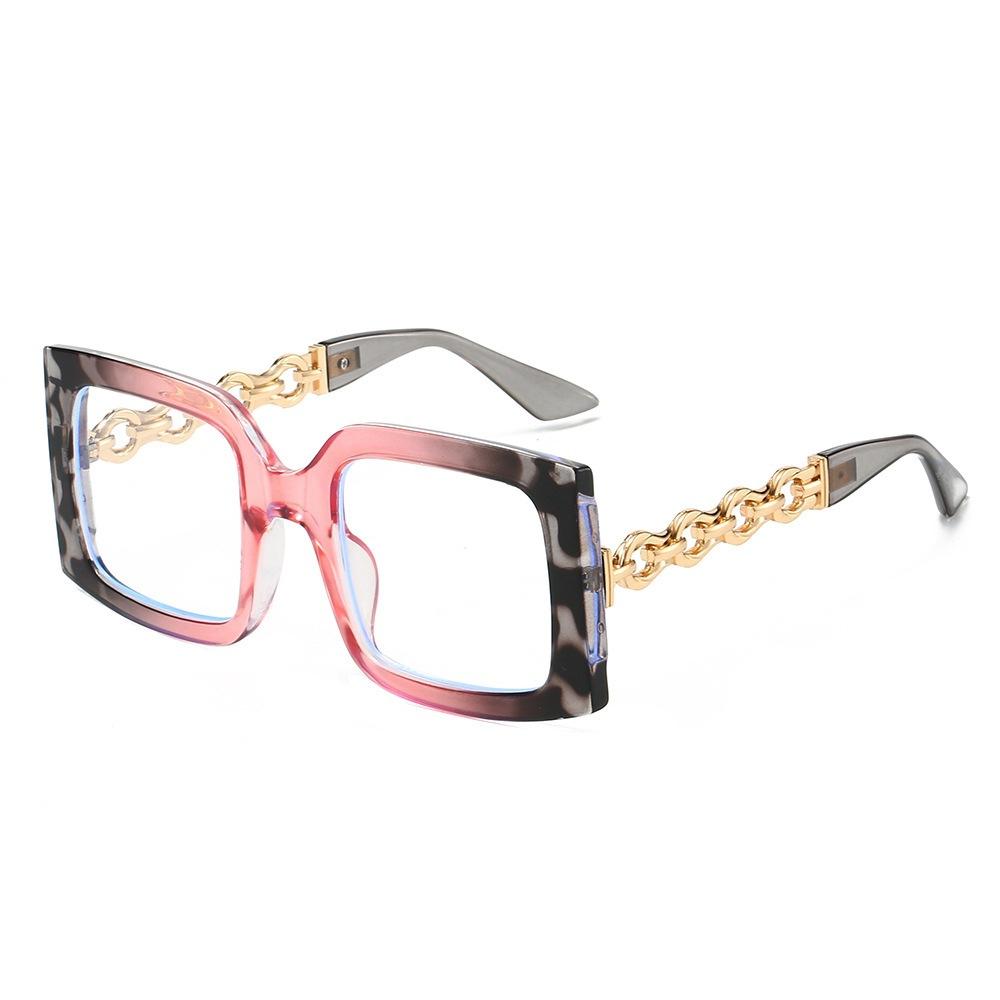 JYL TS Sunglasses UV Square Large Frame Chain/3242