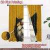 2D flat printing 2pcs Curtain Drapes Curious Black & White Cat Digital Printed Polyester Drapes All Season Party & Holiday Decor