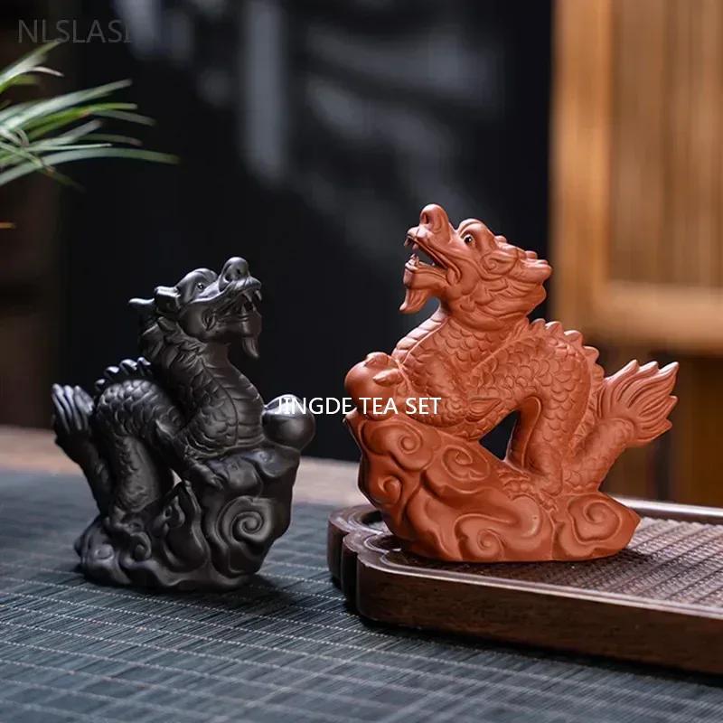 Creative Purple Sand 12 Zodiac Animal Decoration Chinese Handmade Tea Pet Lovely Feng Shui Tea Accessories Desktop Ornaments