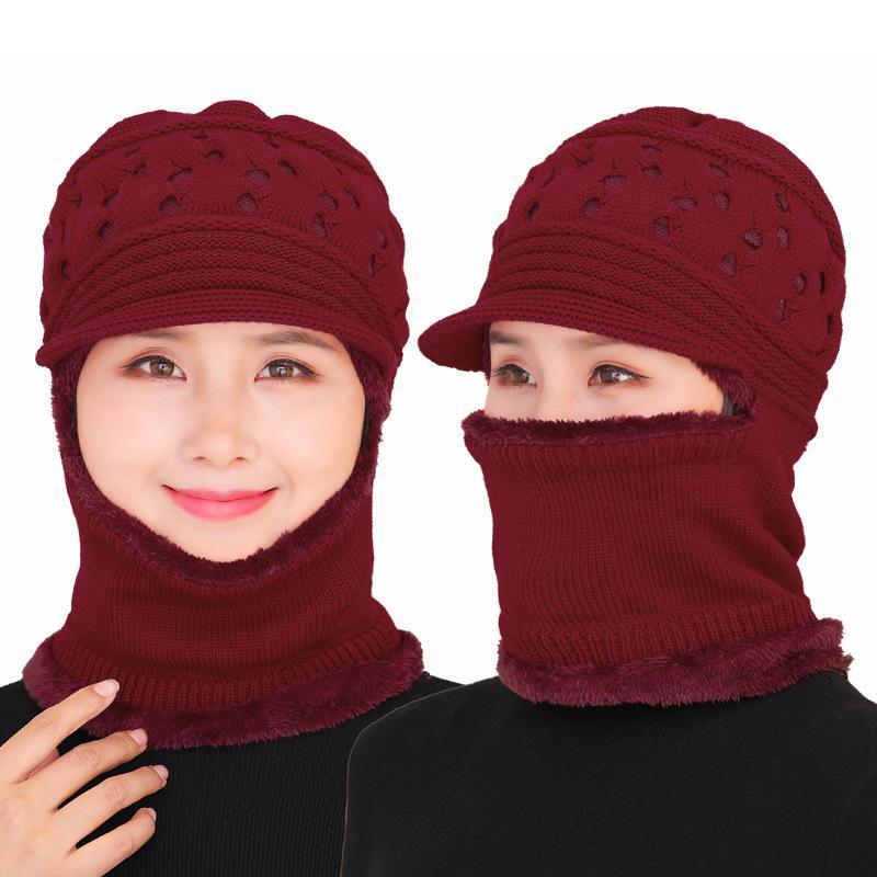 Zimní nylonové pletené čepice pro ženy: Teplá ochrana pro matky středního a staršího věku, ideální pro venkovní cyklistiku