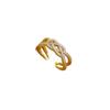 Real Gold Electroplated Open ** Fork Twisted Fashion Slightly Inlaid Light Luxury Ring Index Finger Ring With Cold Wind