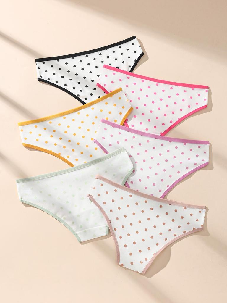 6 Stück/Set Damen Baumwoll-Slips Fashon Punkt Unterwäsche Niedrige Taille Slips Mädchen Slip Sexy Damen Unterhosen Weiche Damen Lingerie S-XL