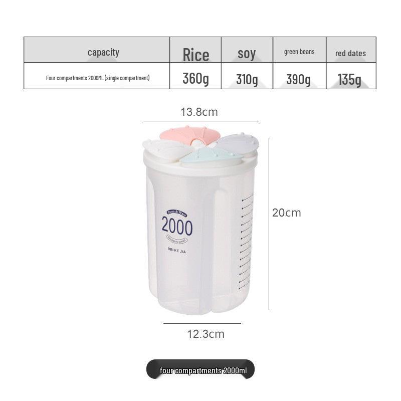 Transparent Sealed Kitchen Storage Box with Lid for Grains and Cereals