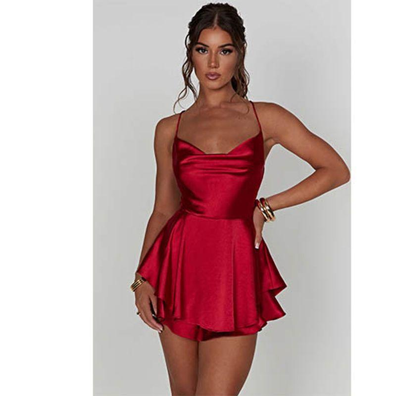 Bareback Satin Camisole Dress for Women Backless Satin Sling Dress Women