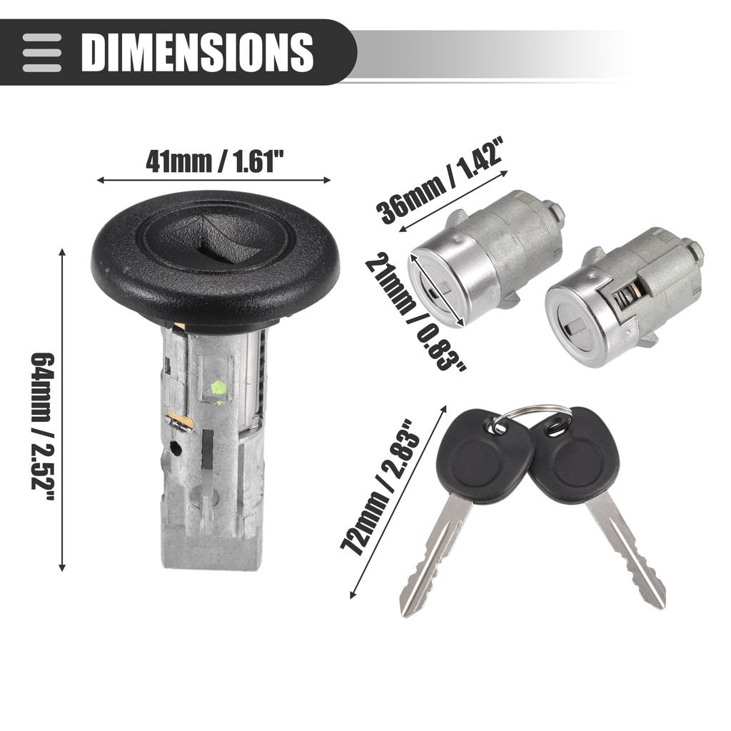 Motoforti Schließzylindersatz, Zündschlosszylinder, Vordertürschlosszylinder für Chevy Silverado 2003-2006, Metall, Enthält 2 Schlüssel, Schwarz, 1 Satz