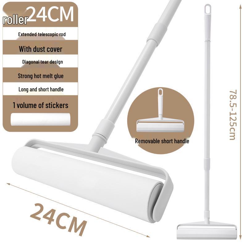 Fusselrolle mit langem Griff: Haar- und Staubentfernungs-Klebepinsel mit abreißbaren Rollen für Boden und Bett.