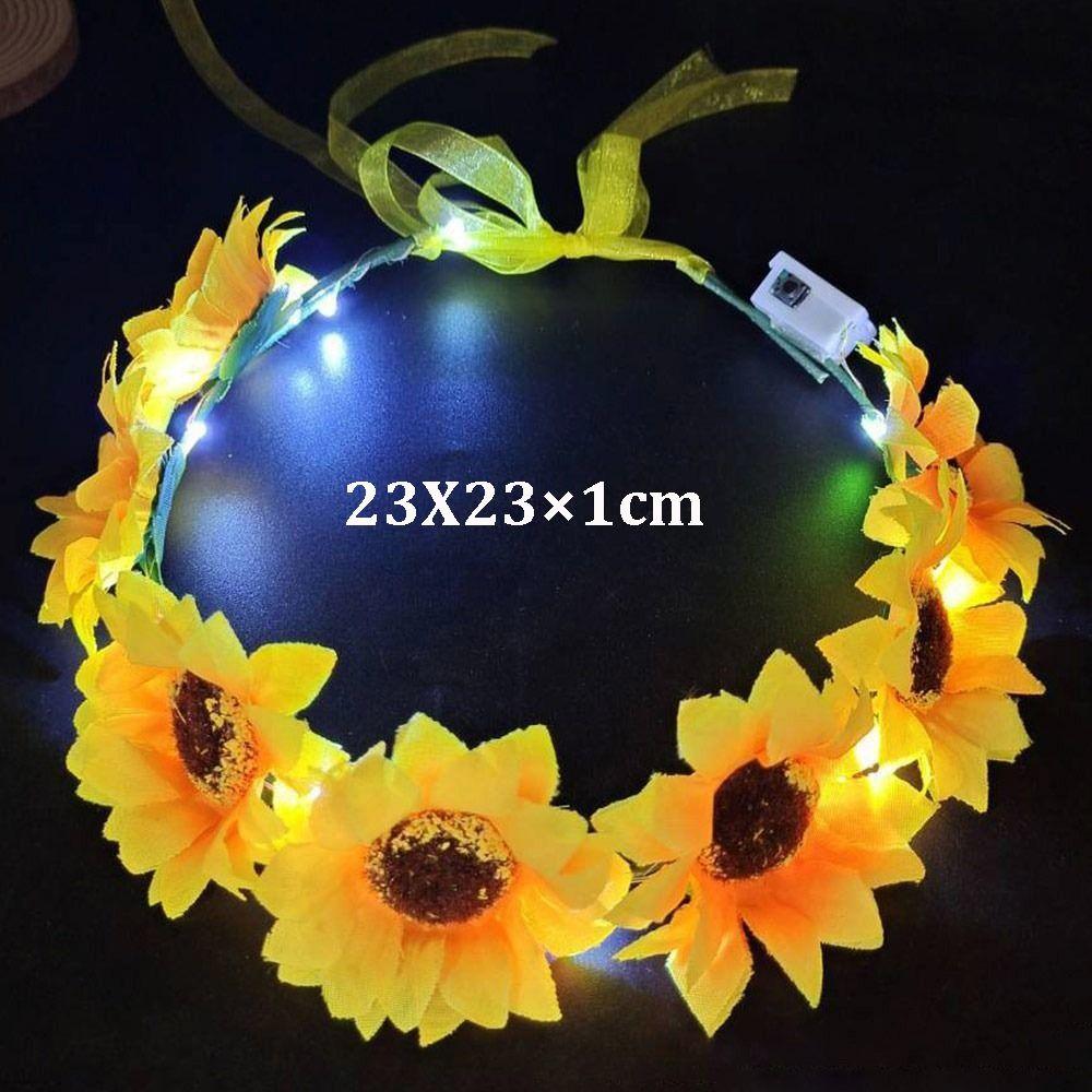 6/7/10 Heads Sun Flower Ring Wire&Cloth Hair Hoop Sun Flower Headband Women Girl Birthday Favor
