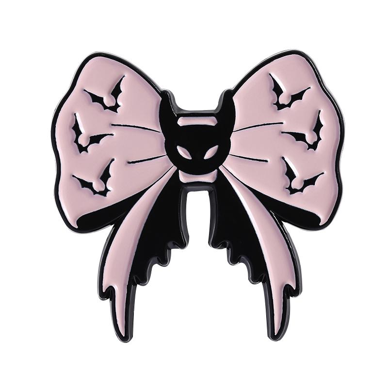 Punk Gothic Bow Enamel Pins Custom Spider Bat Skeleton Brooches Lapel Badges Clothes Funny Jewelry Gift for Friends