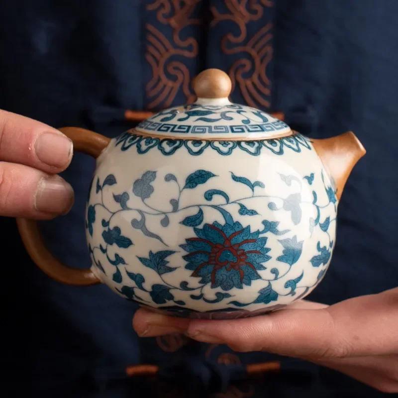 Традиционные керамические чайники из печи Жу kiln Ручная работа Чайник Сиши Красота Заварочный чайник Чайник Дорожный Портативный Китайский набор Посуда для чая
