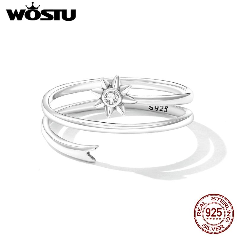 

WOSTU 925 пробы серебро звезда многослойный лист штабелируемое кольцо регулируемые кольца на палец для женщин элегантные простые ювелирные изделия CQR810 925 silver