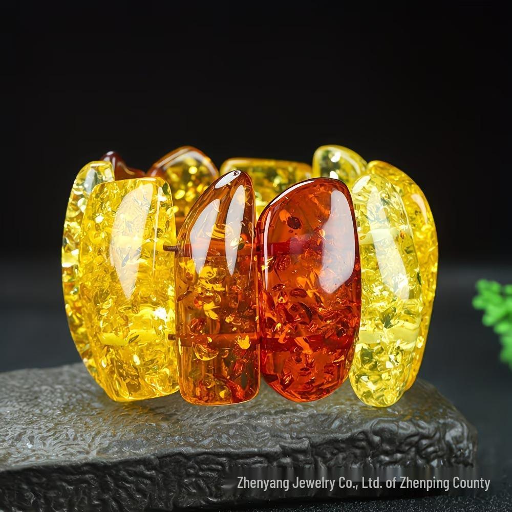 Bracelet Irrégulier Ambre Naturel et Multi-Pierres: Design multicolore unisexe pour couples