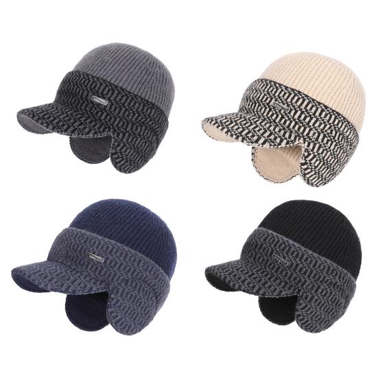 Riding Hat Soft Plush Inner Wide Brim Ear-Protecting Knitting Baseball