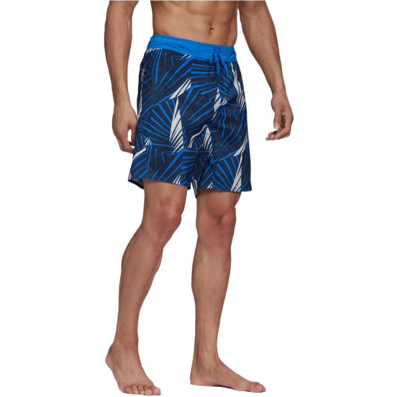 Adidas Letter Print Elastic Waist Flat Angle Swim Shorts Men Swim Shorts Blue FJ3908