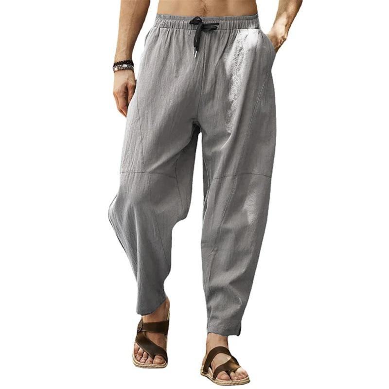 Men's Large Size Loose Casual Sweatpants Cotton and Linen Drawstring Hip Hop Lantern Pants Men's