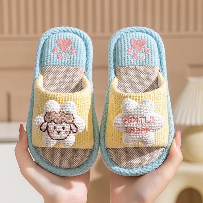 Children's Non-Slip Indoor Cotton Linen Slippers for Little Boys & Girls - Spring/Autumn, Medium/Large Sizes