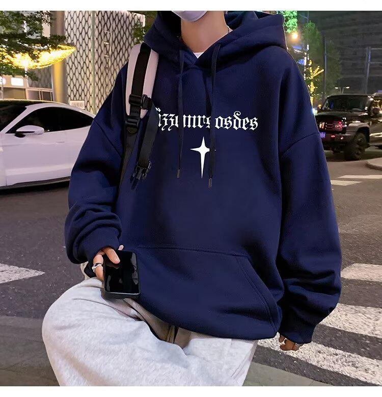 Men's Trendy Hooded Sweatshirt, Loose Fit, Letter Print, Versatile Spring/Autumn Jacket, 2024 Hong Kong Style.
