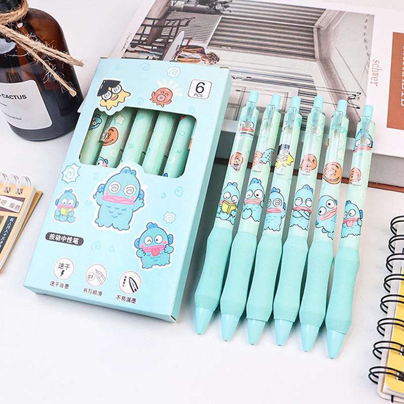 6 Stück Cartoon Hangyodon Drück-Gelstifte Niedliche Unterschriftenstifte Langlebige Schreibstifte Bürobedarf Schüler Schreibwaren Geschenk