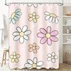 Floral Print Shower Curtain Pink Blue Blossoms Waterproof Bath Decoration for Home Bathroom Decorations Set 180x245cm