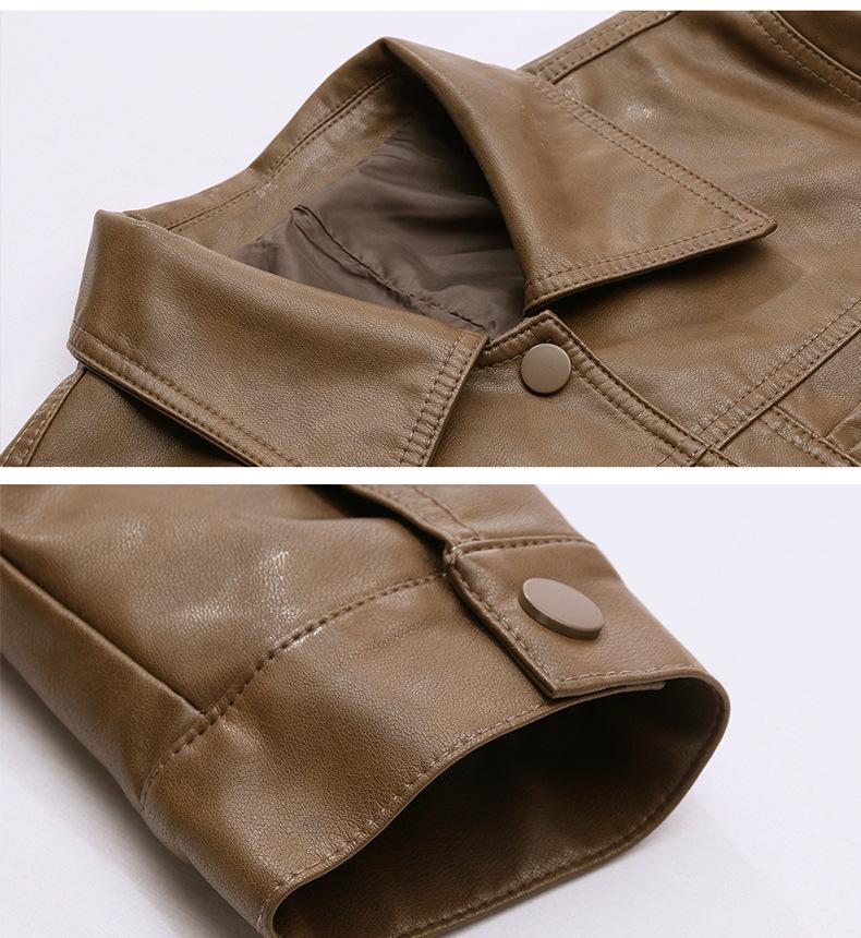 2025 Women's Slim Leather Jacket: Short, Fashionable, Turn-Down Collar Coat XG9957