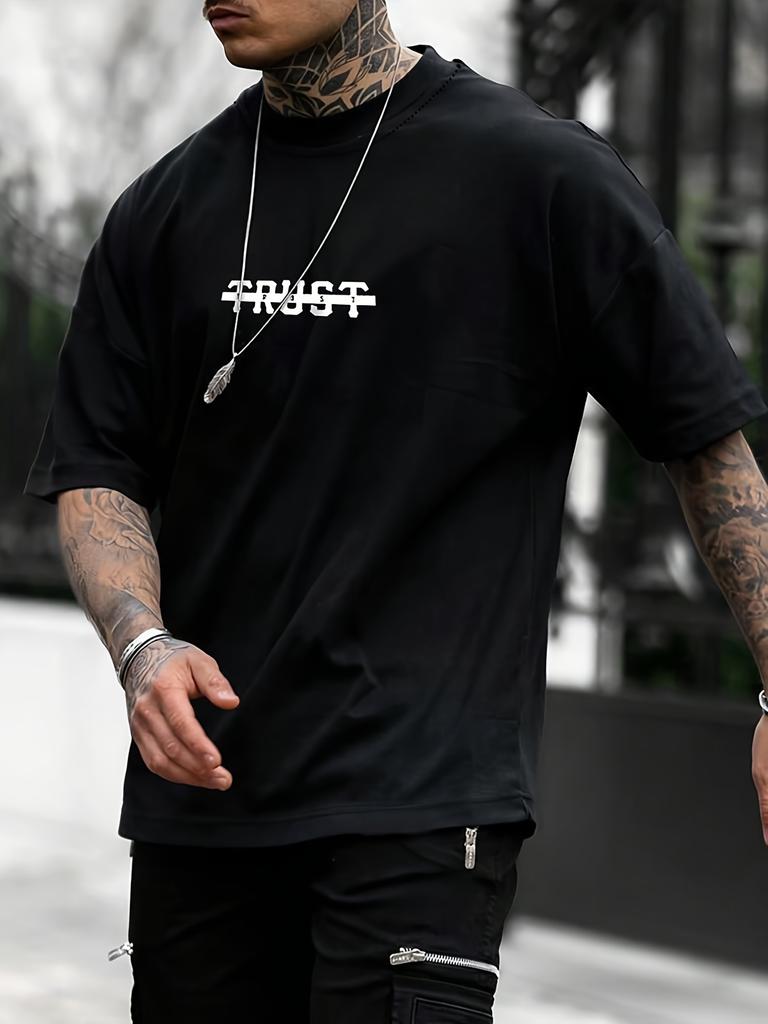 Stylish 100 Cotton Unisexs T shirt Featuring Bold TRUST Typography Ideal for Summer Everyday Wear and Layering