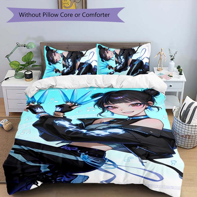 KPOP Hunter Juego de Cama de 3 Piezas Funda Nórdica Cierre Incluye 1 Funda Nórdica y 2 Fundas de Almohada para Todas las Estaciones Dormitorio Hogar Decoración de Dormitorio Universitario