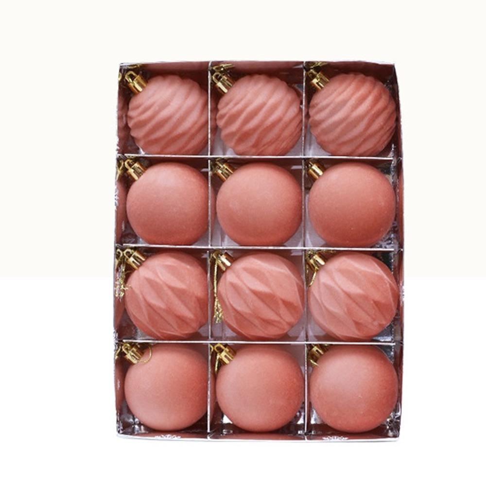 12pcs 6cm Christmas Tree Ball Pendant Flocked Xmas Tree Ornaments Christmas Spheres  New Year Noel