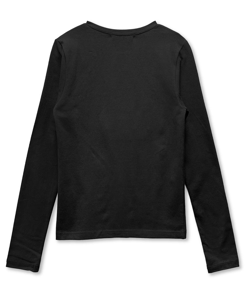 Damiswi Vintage Cross Asymmetric Button Long Sleeve_Black