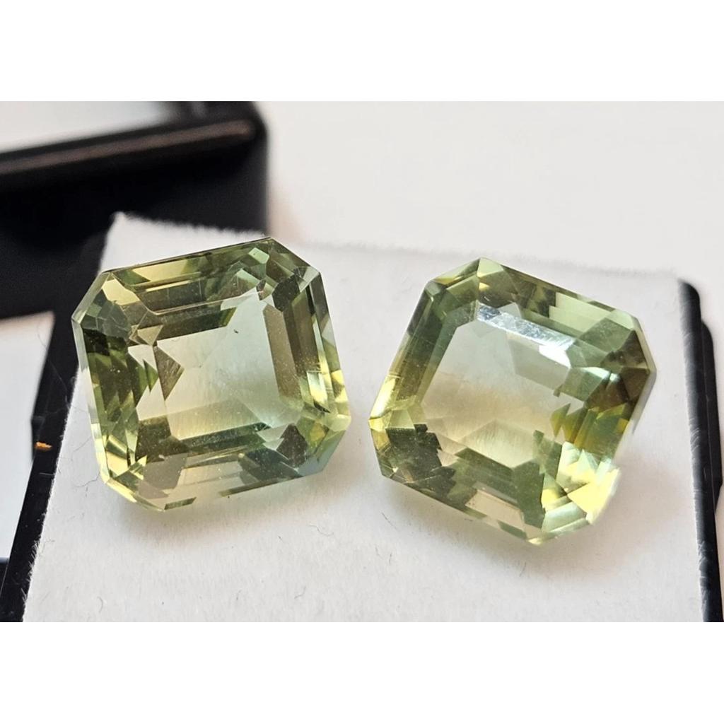 10-12 Ct Natural Tourmaline Bi-Color For Earrings Making Asscher Cut Gemstone