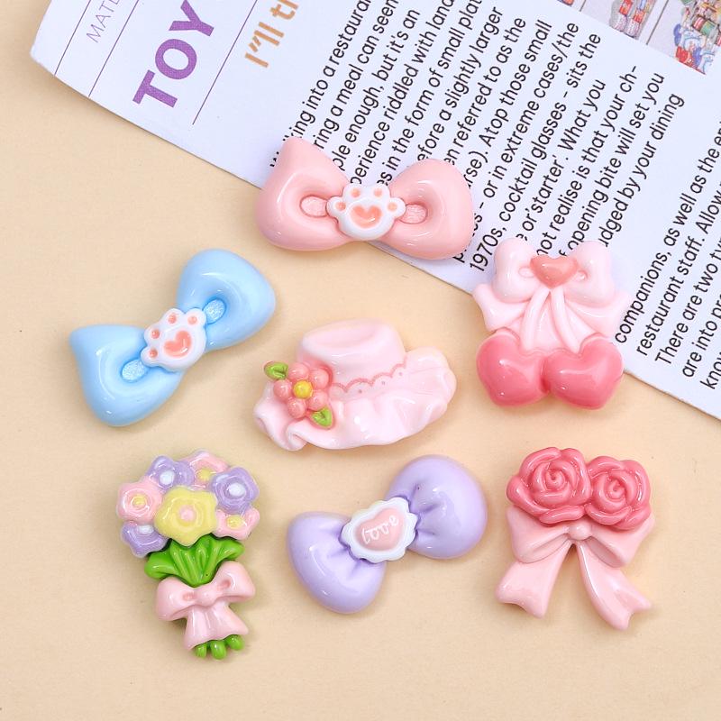 Powder Floral Bow Tie Charm: DIY Resin Hair Clip & Crocs Accessory