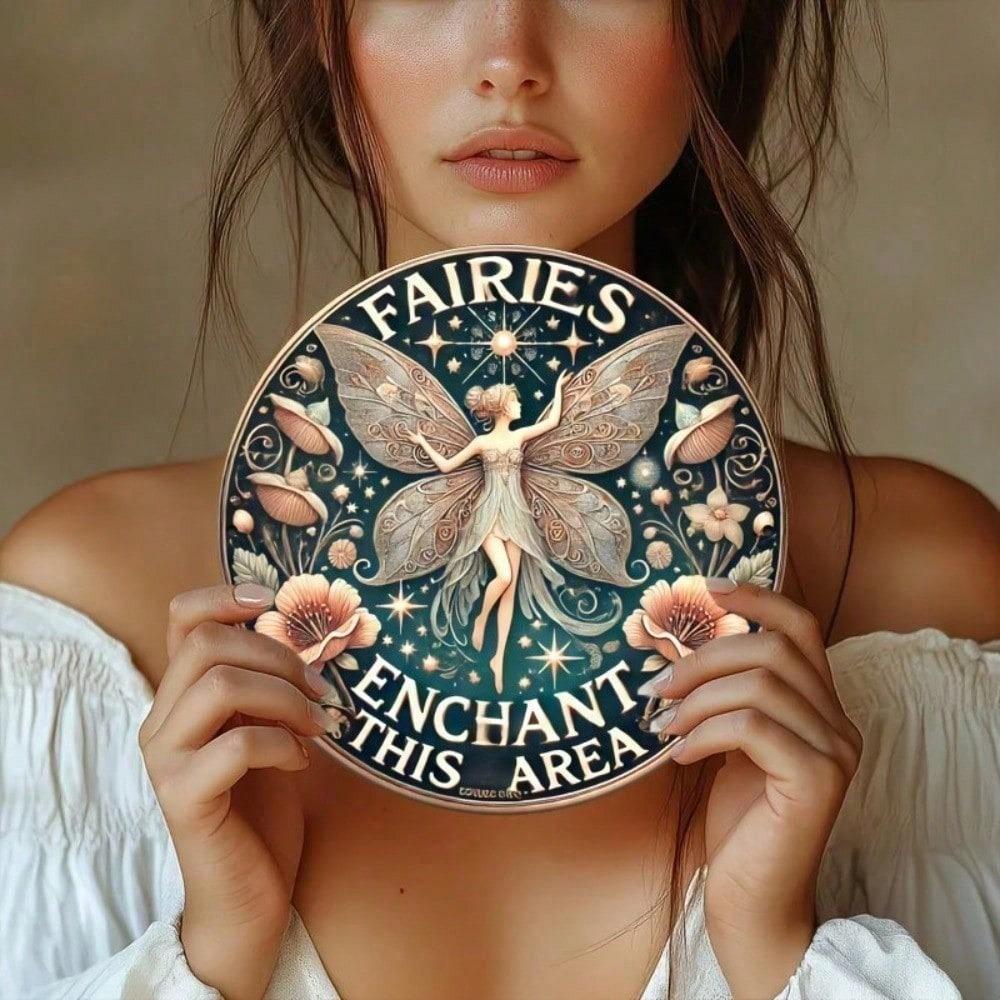Panneau Métal Aluminium Rustique Vintage 8x8 Pouces Art Mural Fée Décoration Intérieure Ferme Jardin Pub Man Cave