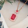 Necklace Women's European and American Fashion Hot Sale Rectangular Round Micro-inlaid Zircon Temperament Collarbone Chain High-end Accessories