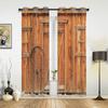 Door Stone and Brick Vintage Window Curtain Drapes Home Decor Living Room Spaces Curtains Kids Room Cortinas Wooden Brown For Kitchen Spaces Bedroom