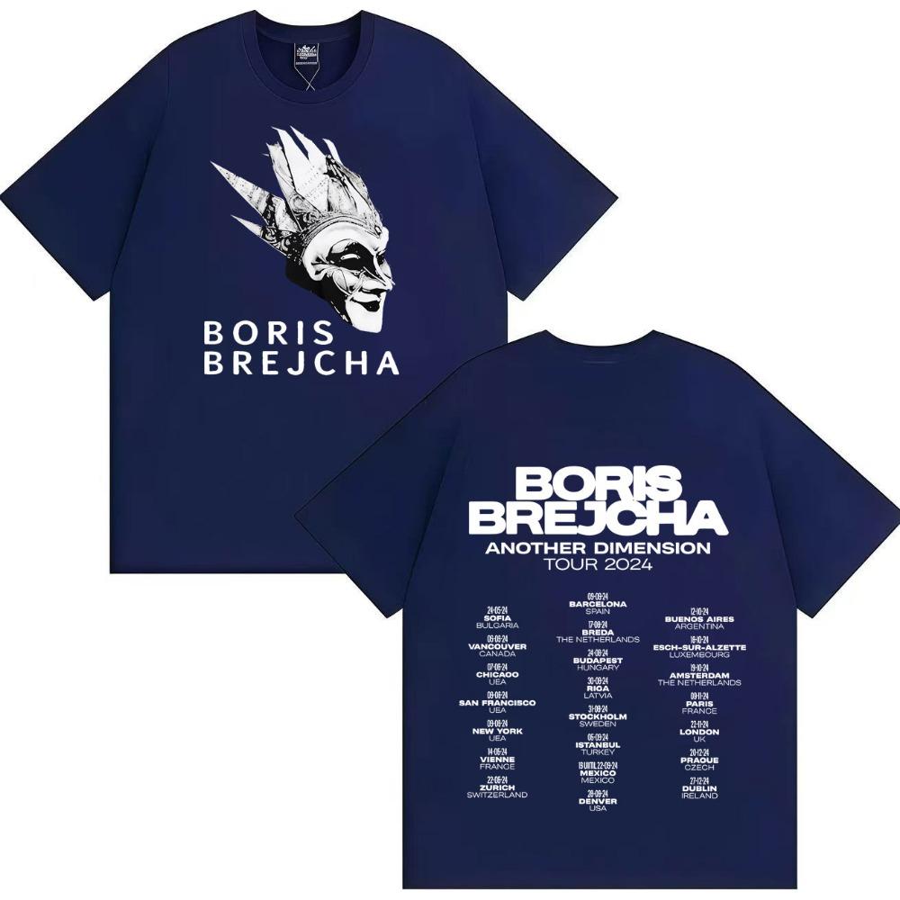 Camiseta de Verano de Algodón Puro Doble Cara con Estampado de Moda Cómica de la Máscara de Boris Brejcha para Hombre y Mujer