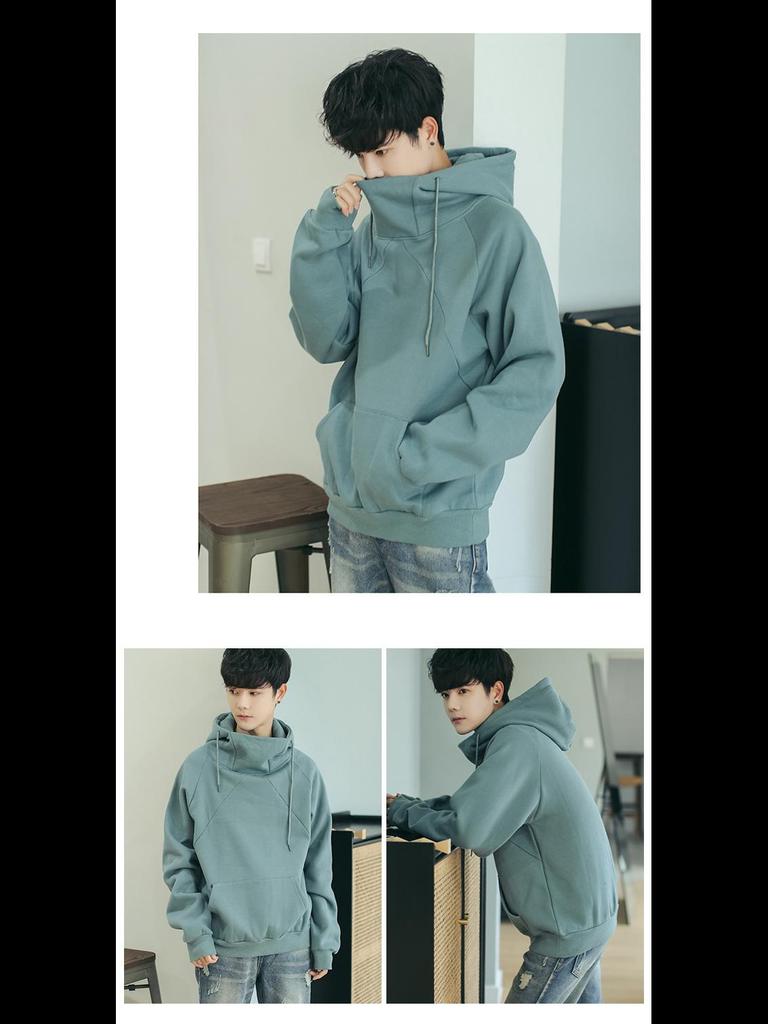 Men's Autumn/Winter Hooded Loose High Collar Fleece Jacket