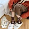 Autumn and Winter Coral Fleece Socks, Three-dimensional Ears, Scarves, Bear Socks, Non-shedding Half-fleece Socks, Warm Thickened Floor Socks