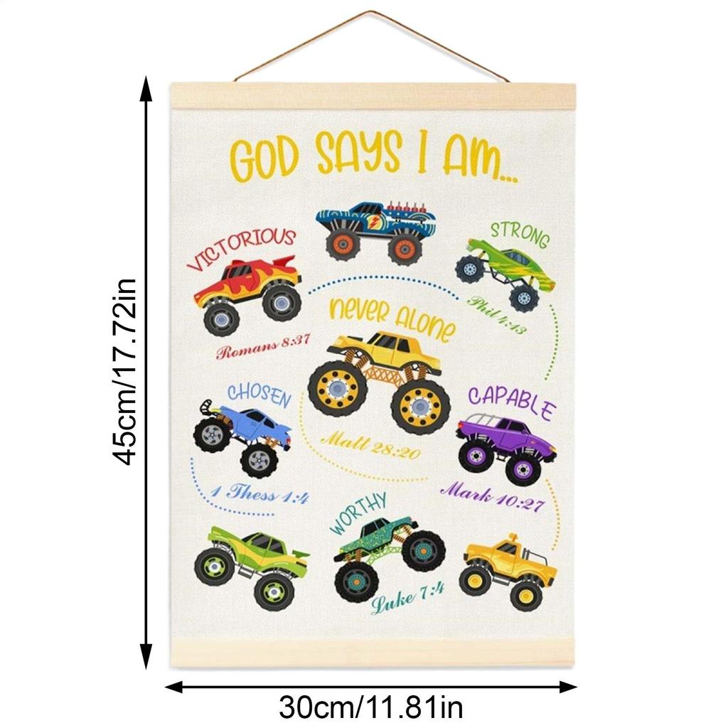 Truck Wall Decor Bedroom Decor Hangable Flag Banner For Girls Boys Nursery Bedroom Playroom Birthday Study Hallway Daycare