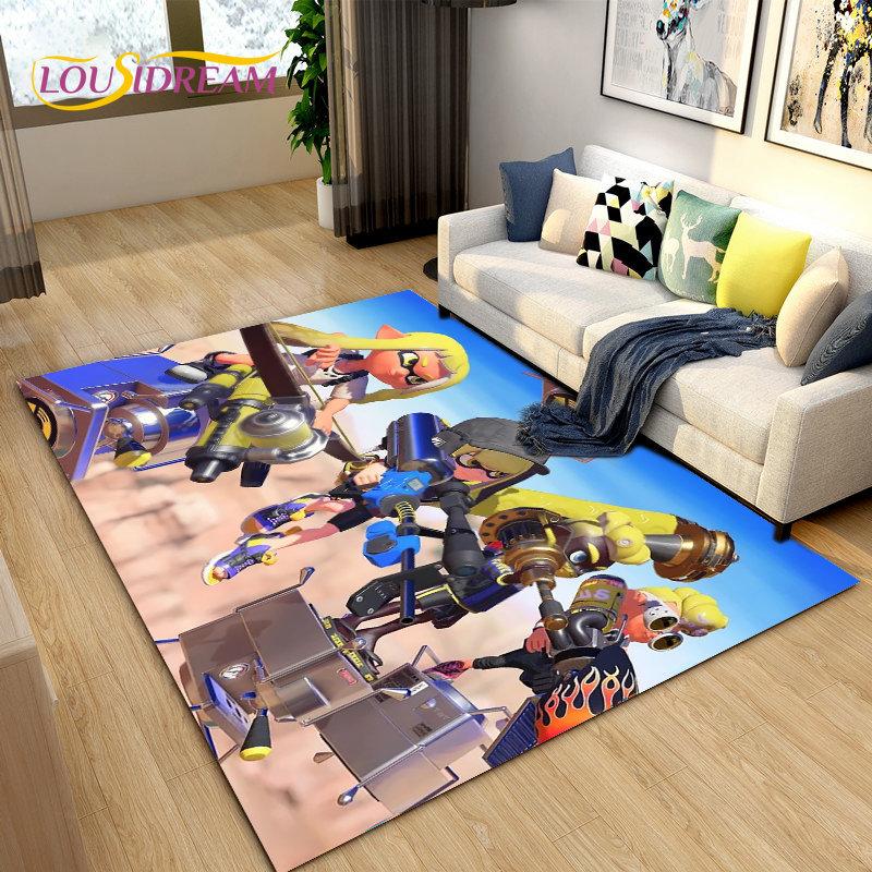 PC Splatoon, Game Gamer Cartoon Bereich Teppich, Teppich Teppich für Wohnzimmer Schlafzimmer Sofa Fußmatte Dekoration, Kinder spielen rutschfeste Bodenmatte