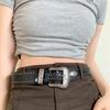 3.8x115cm PU Vintage Waistband Adjustable Alloy Black Y2K Belt Waist Seal Wide Strap Buckle Cool Black Rivet Belt