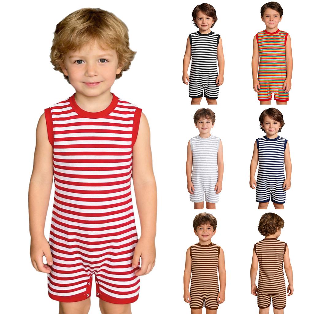 Tuta Unisex per Esigenze Speciali Abbigliamento Adattivo Senza Maniche Zip Posteriore Invisibile Bottoni a Pressione Fascia Cavallo a Strisce