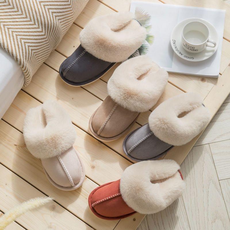 New cotton slippers women's autumn and winter home couple warm home plush women's confinement cotton shoes
