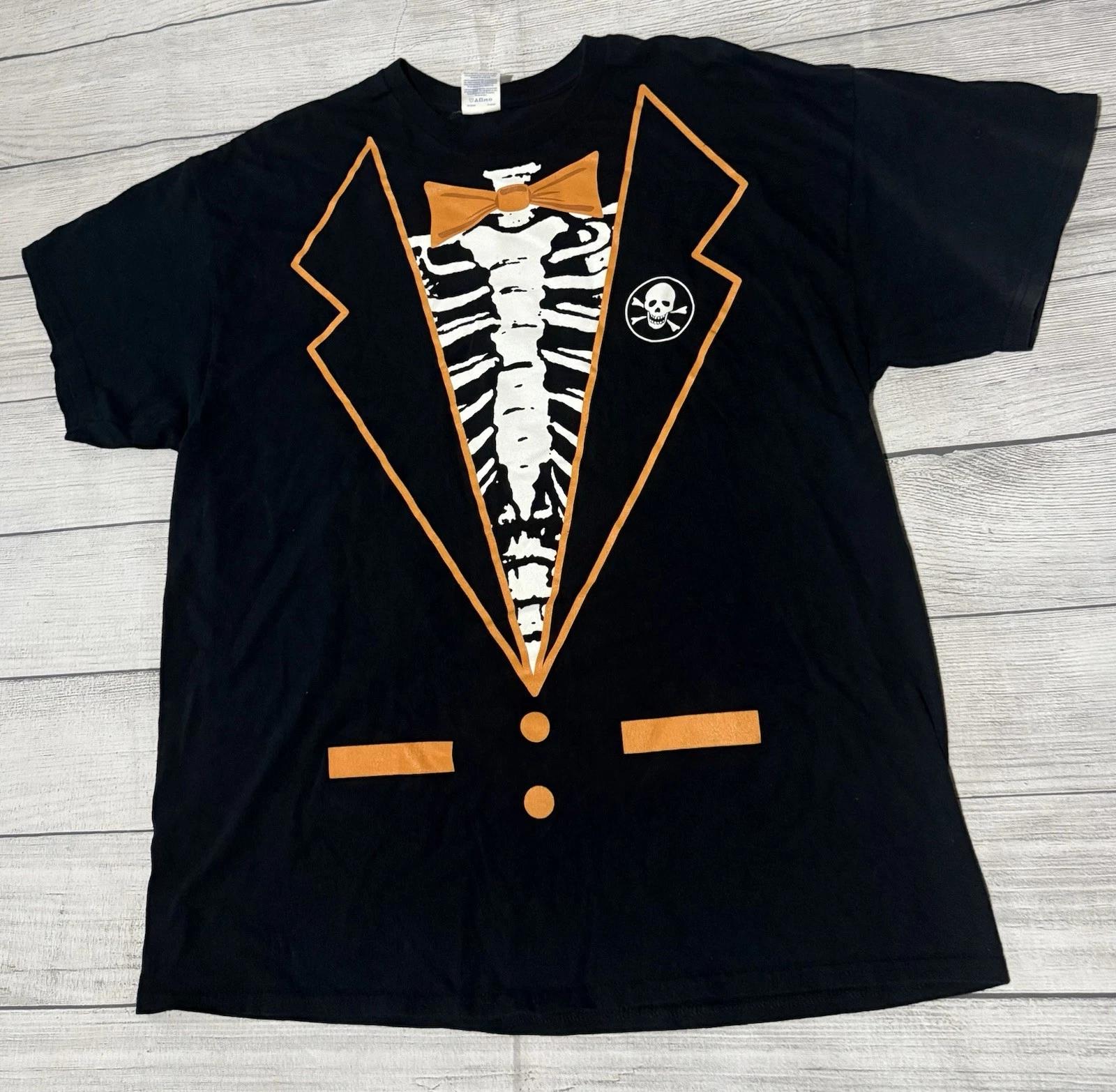 Halloween Skeleton Torso Graphic T Shirt Size XL Black Gildan Tag Defect S