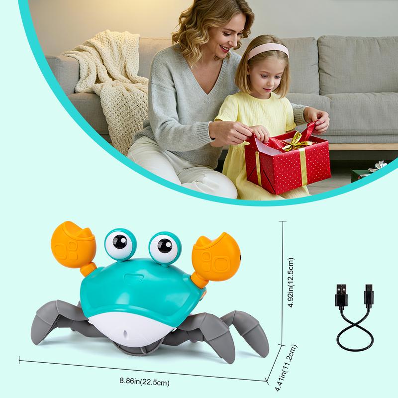 Dancing Escape Crab Toy, USB Charging Electronic Run Away Crab, Interactive Crawling Toy For Baby Toddler Tummy Time