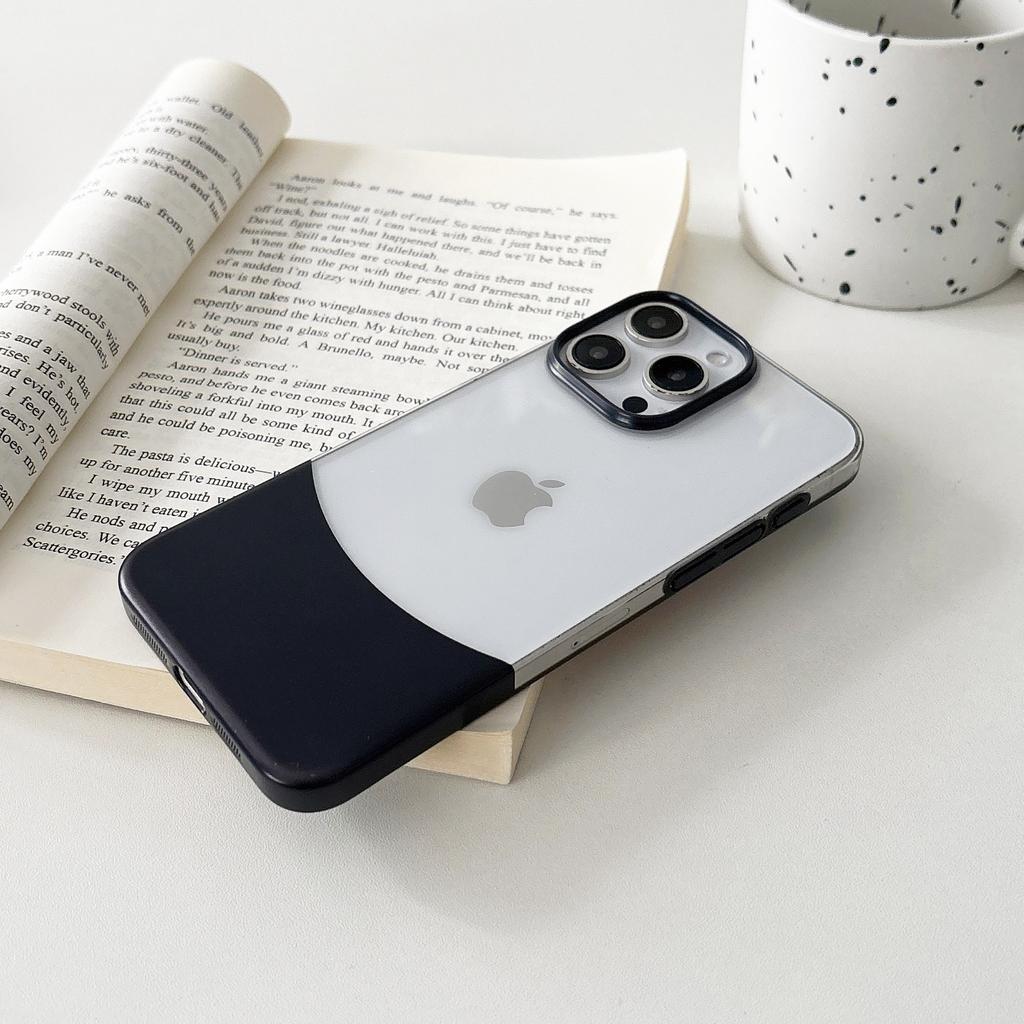 One-piece Transparent Two-color Spliced Apple 16Promax Phone Case, Suitable for Iphone15, Detachable 14 Ultra-thin Case