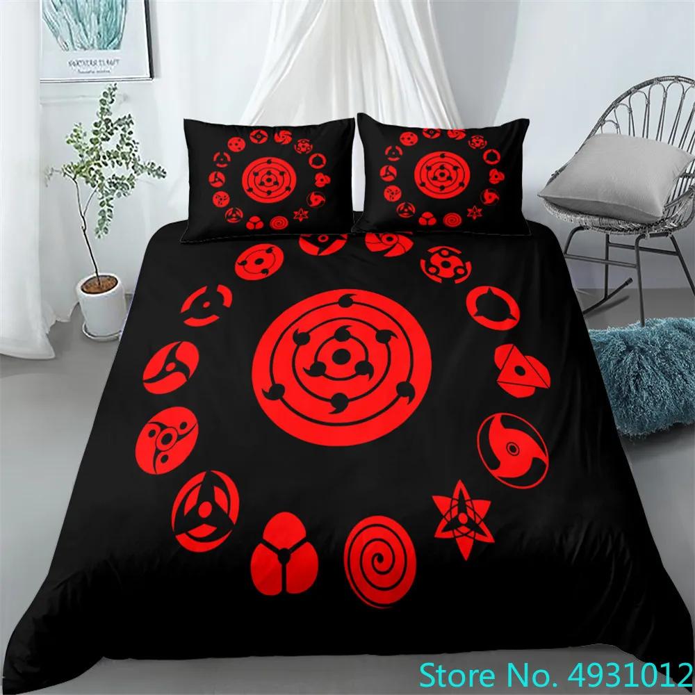 N-Naruto Påslakan Set Anime Kuddfodral Täckeöverdrag Sängkläder Påse Set Queen King Size 3D Digitaltryck Barn Hemtillbehör