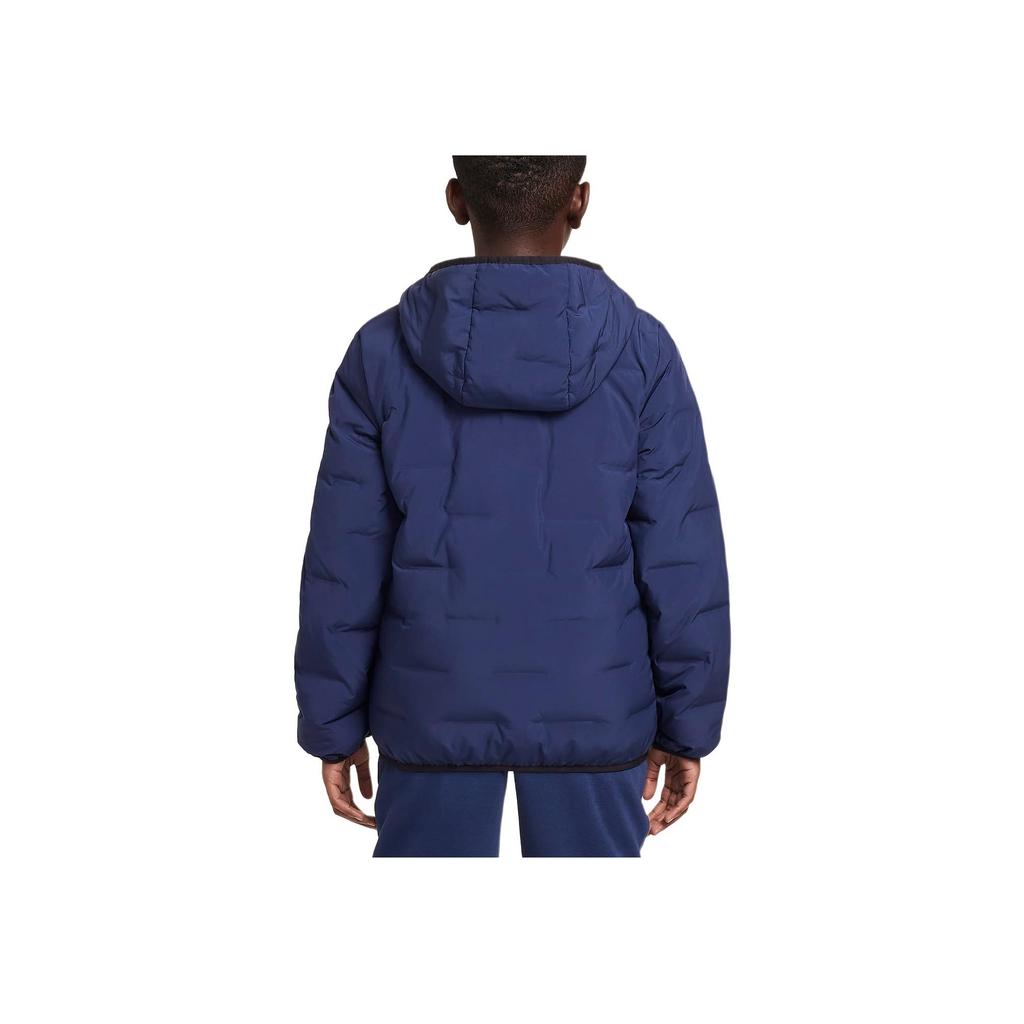 Nike Down Jacket Hooded Zipper Versatile Long Sleeve Dark Navy Kids Jackets HQ7186-410