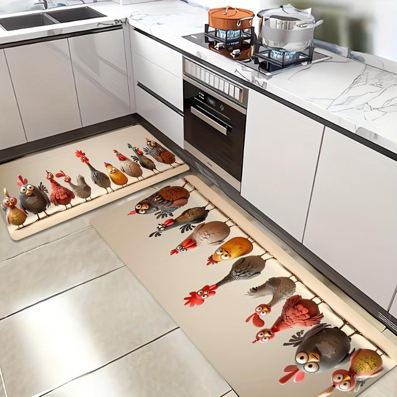 1pc Fun Cartoon Chicken Non-Slip Kitchen Mat - Machine Washable, Indoor/Outdoor Rug for Dining Bathroom Decor