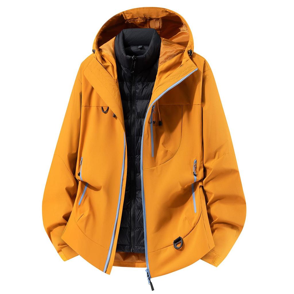 New A/W Unisex 3-in-1 Shell Jacket with Detachable Down Liner - Windproof & Waterproof for Outdoor Adventures