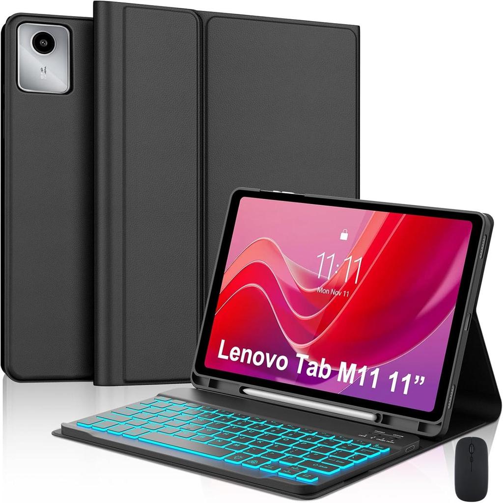 Lenovo Xiaoxin Pad 11 Case with Pen Slot & Bluetooth Keyboard for M11, Spanish.